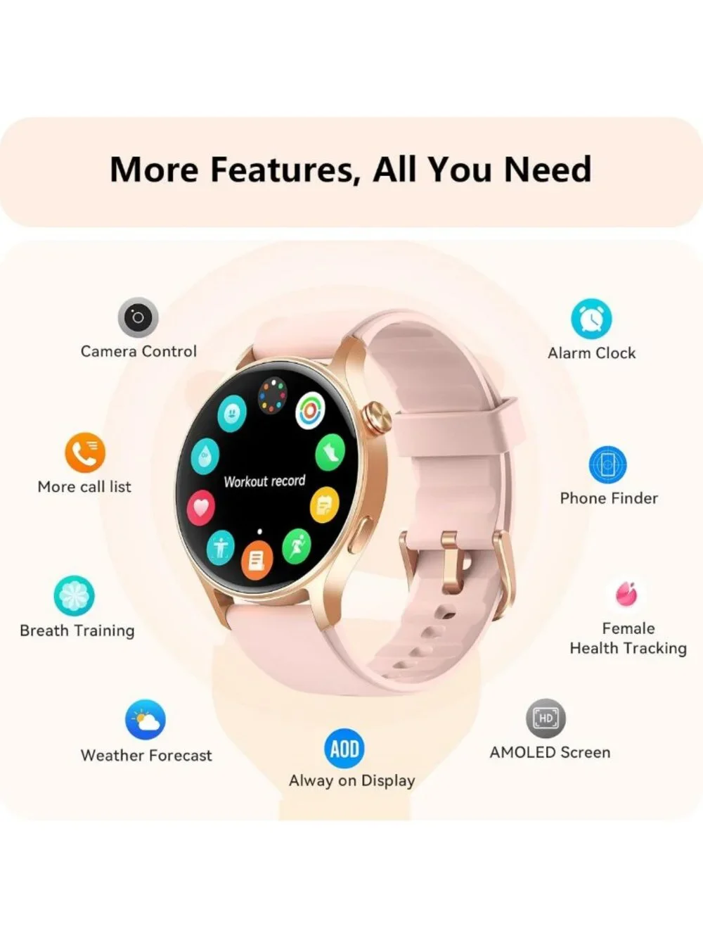 Stylish Smart Watch for Women, Call & Text Features, 1.32